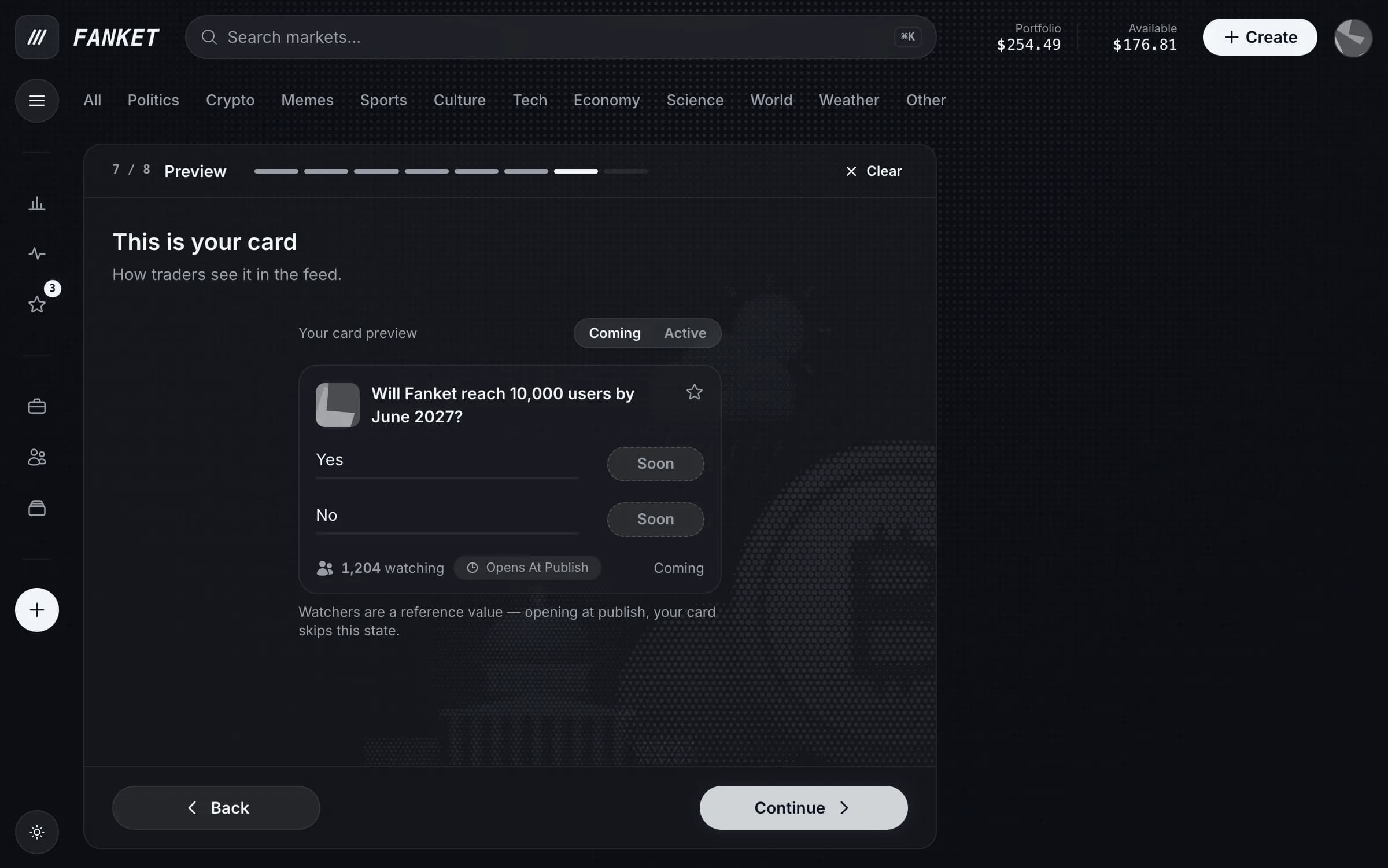 Preview it and send — 2 USDC to publish.