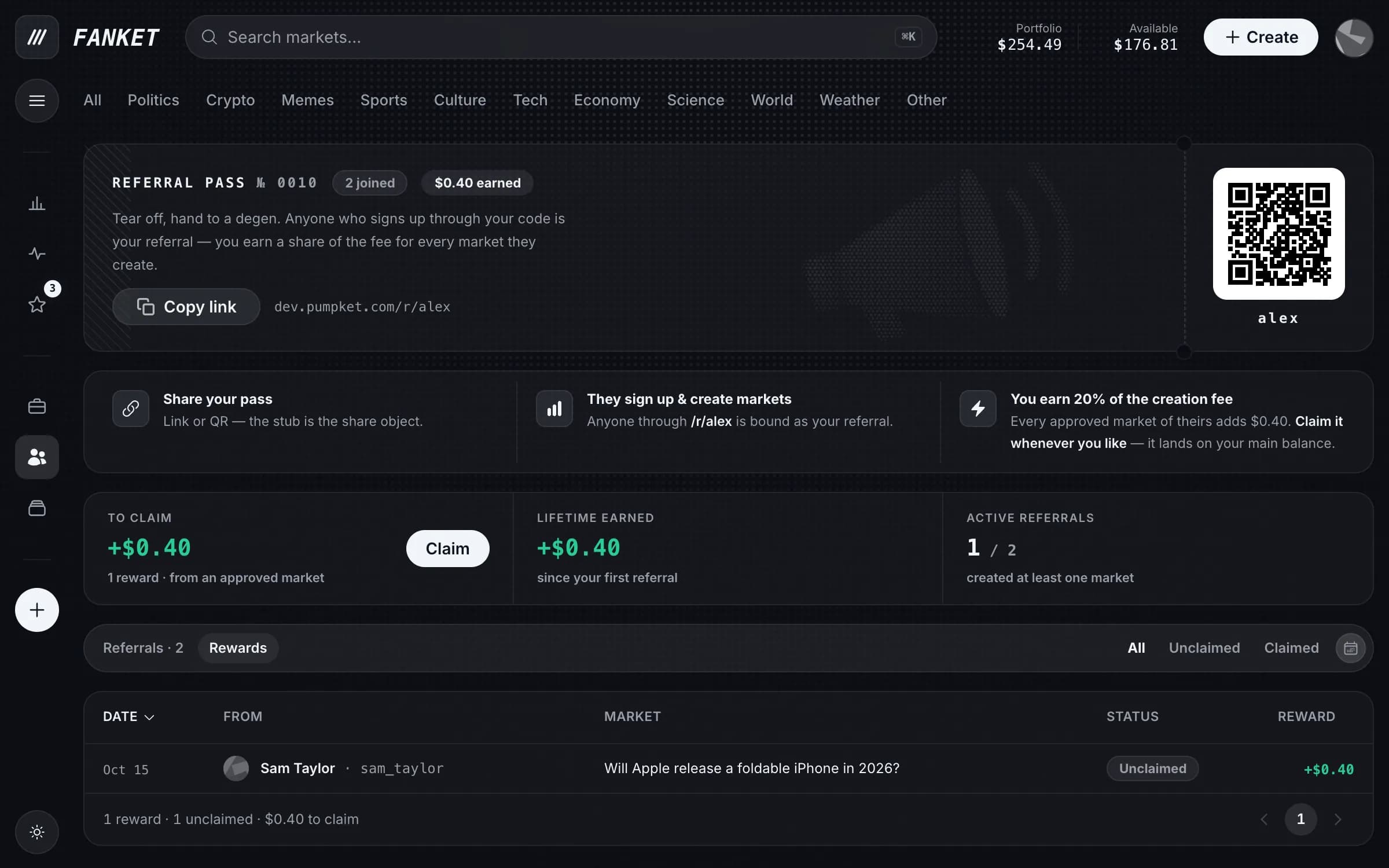Claim rewards